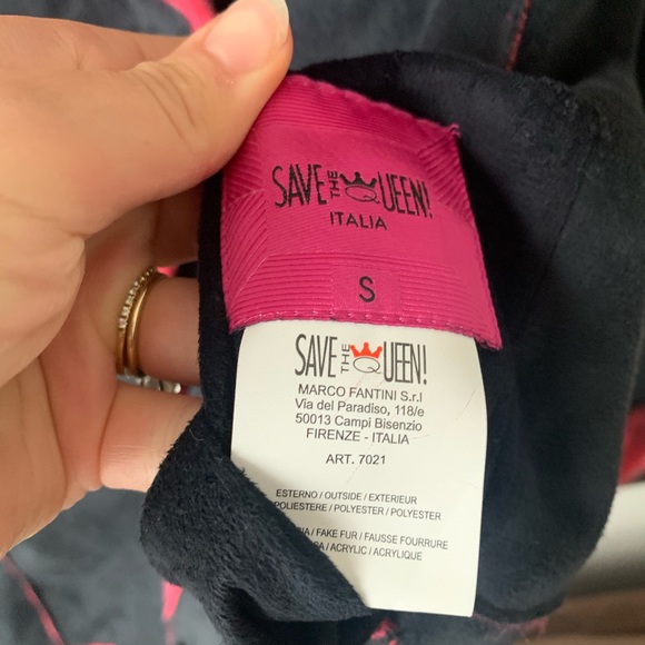 Save The Queen Eco Shearling Jacket Black Small - Picture 5 of 14